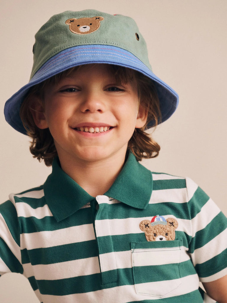 Huxbaby Peekaboo Hux Polo Tee - Granite Green/Almond Milk