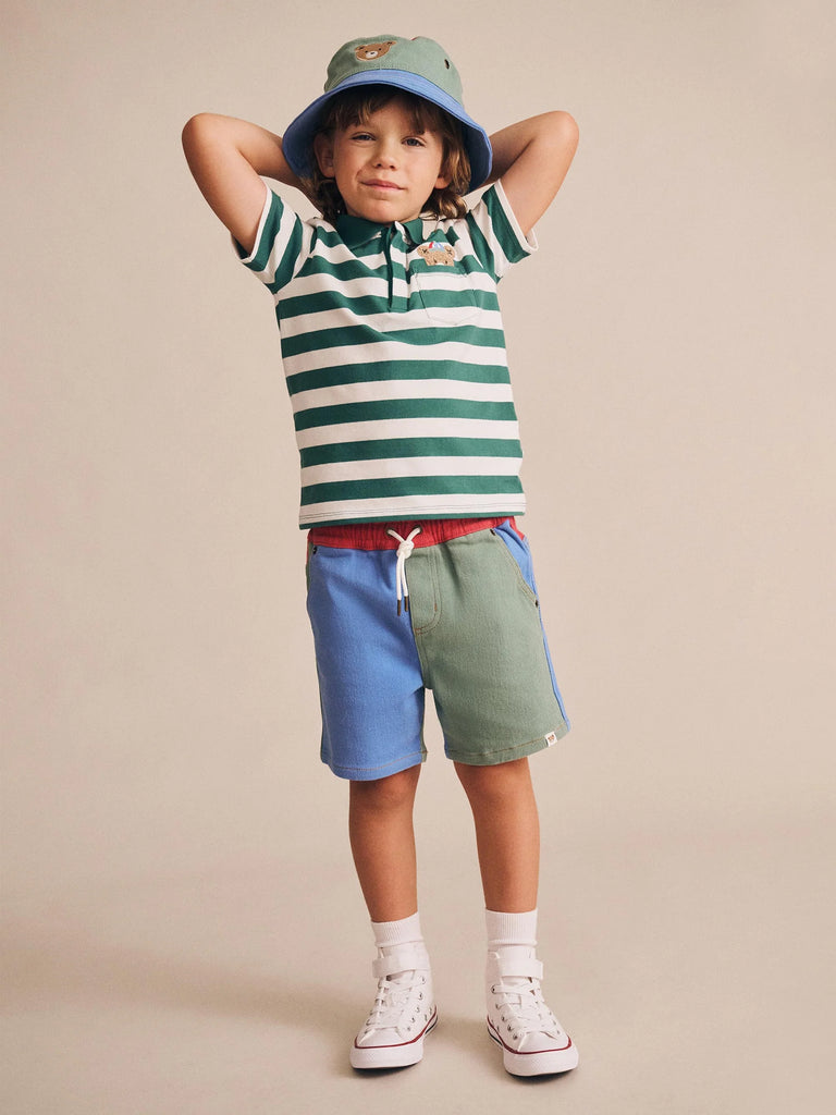 Huxbaby Peekaboo Hux Polo Tee - Granite Green/Almond Milk