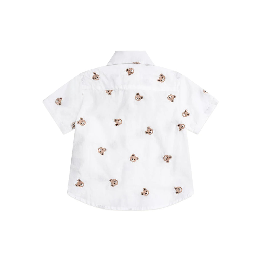 Huxbaby Shortsleeve Huxbear Button Up - Crisp White