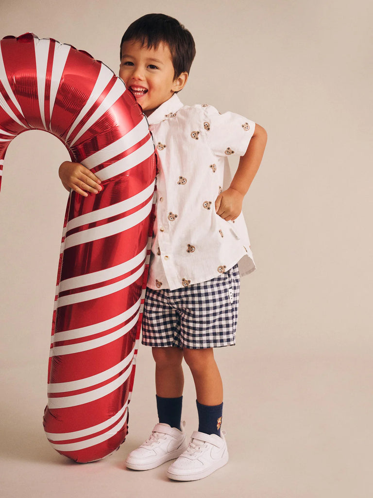 Huxbaby Shortsleeve Huxbear Button Up - Crisp White