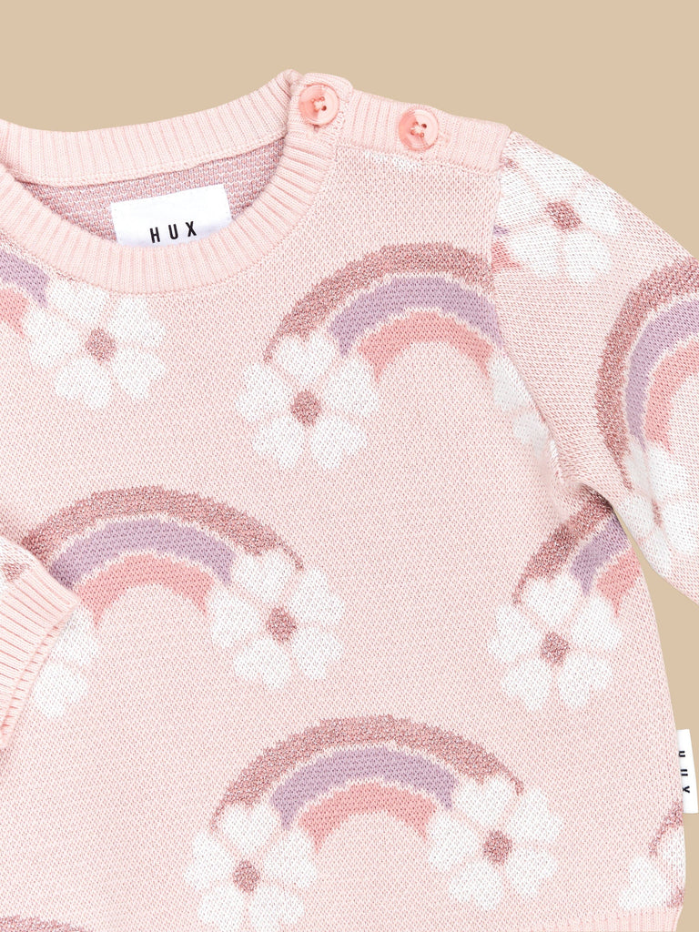 Huxbaby FLOWERBOW KNIT JUMPER - Pink Pearl