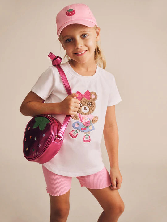 Huxbaby Pink Rib Bike Shortie - Strawberry