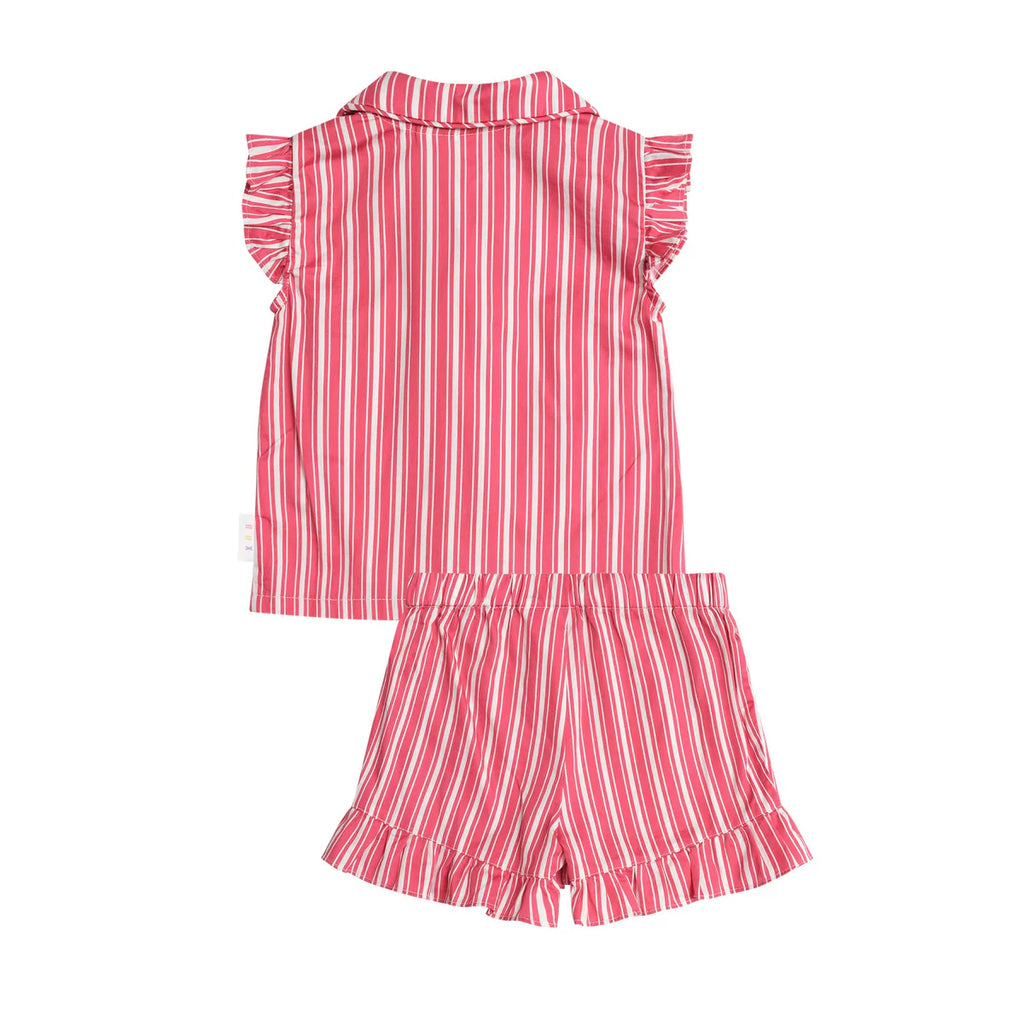 Huxbaby Tis The Season Frill Pjs Candy Cane - Cherry/Almond Milk