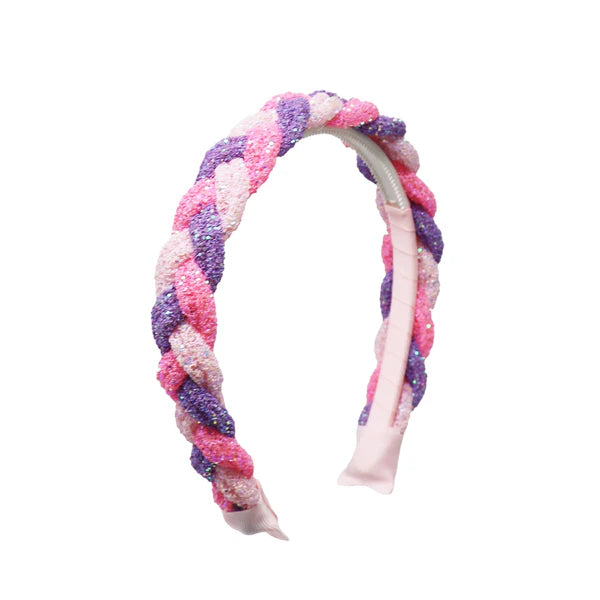 Pink Poppy Braided Glitter Headband