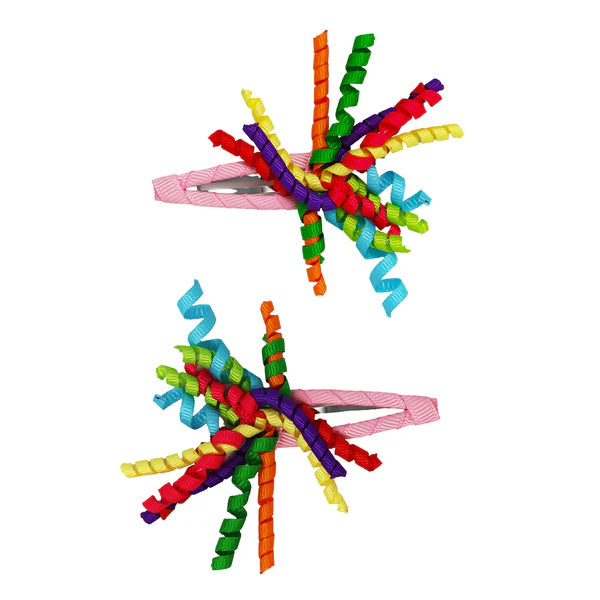 Pink Poppy Curly Ribbon Clip