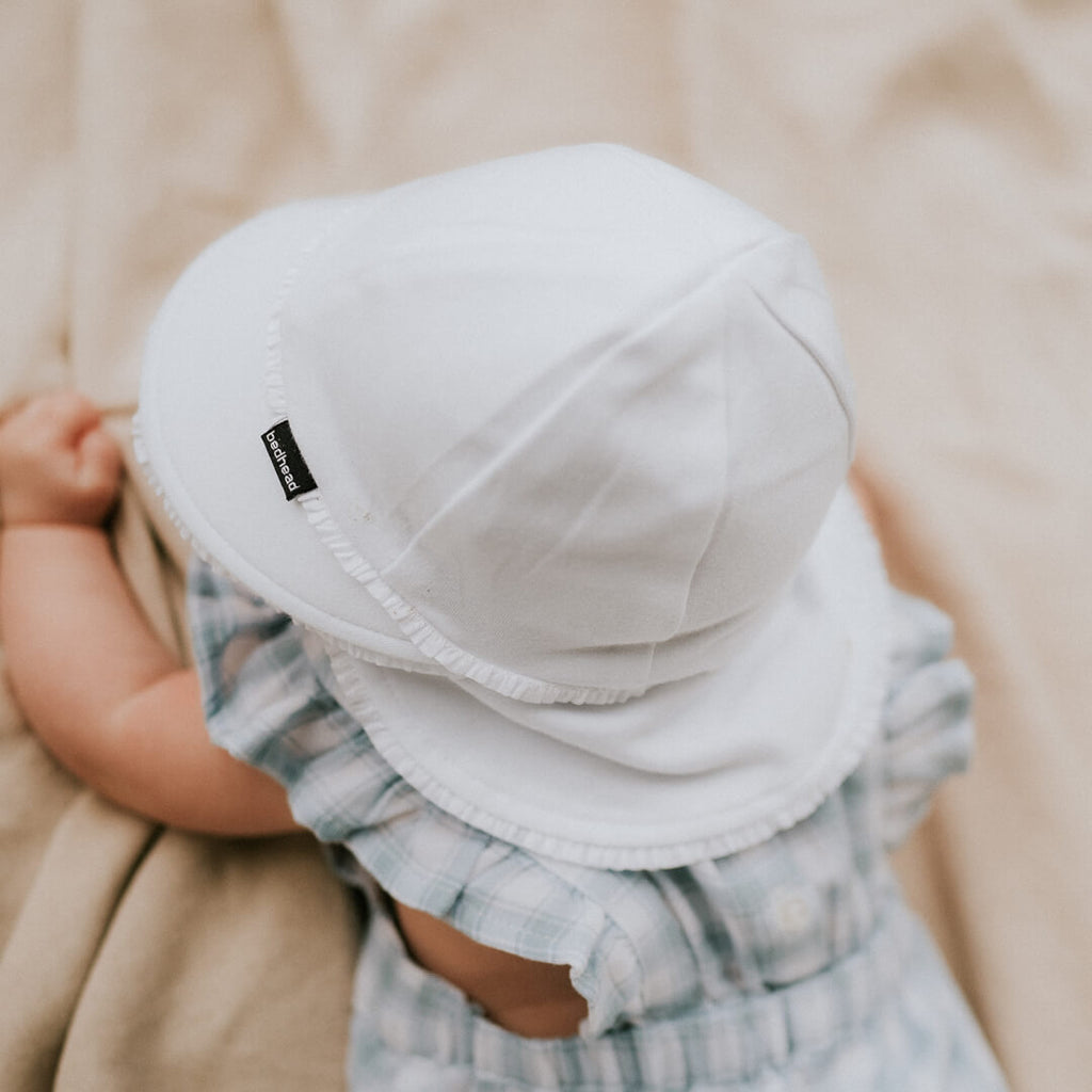 Bedhead Hats Legionnaire Ruffle Trim Flap Sun Hat - White