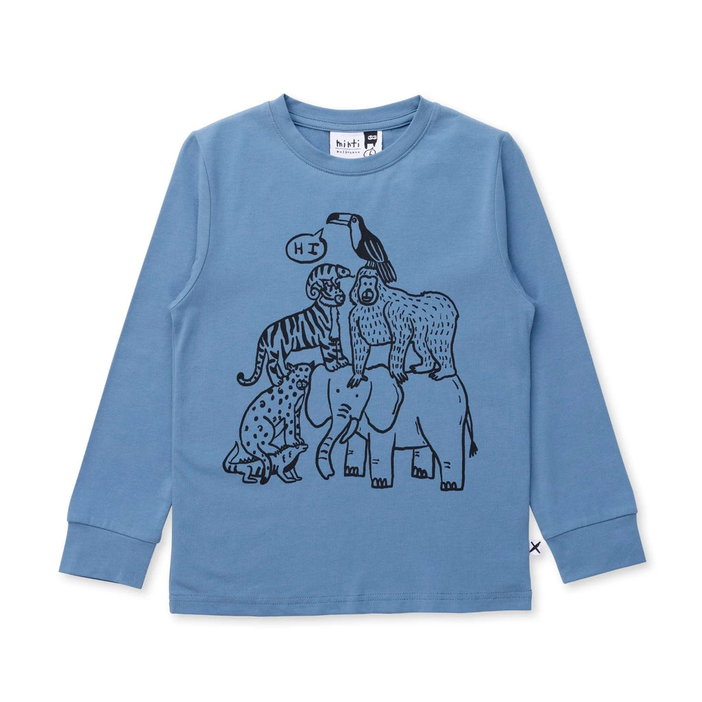 Minti Animal Pile Up Tee - Steel