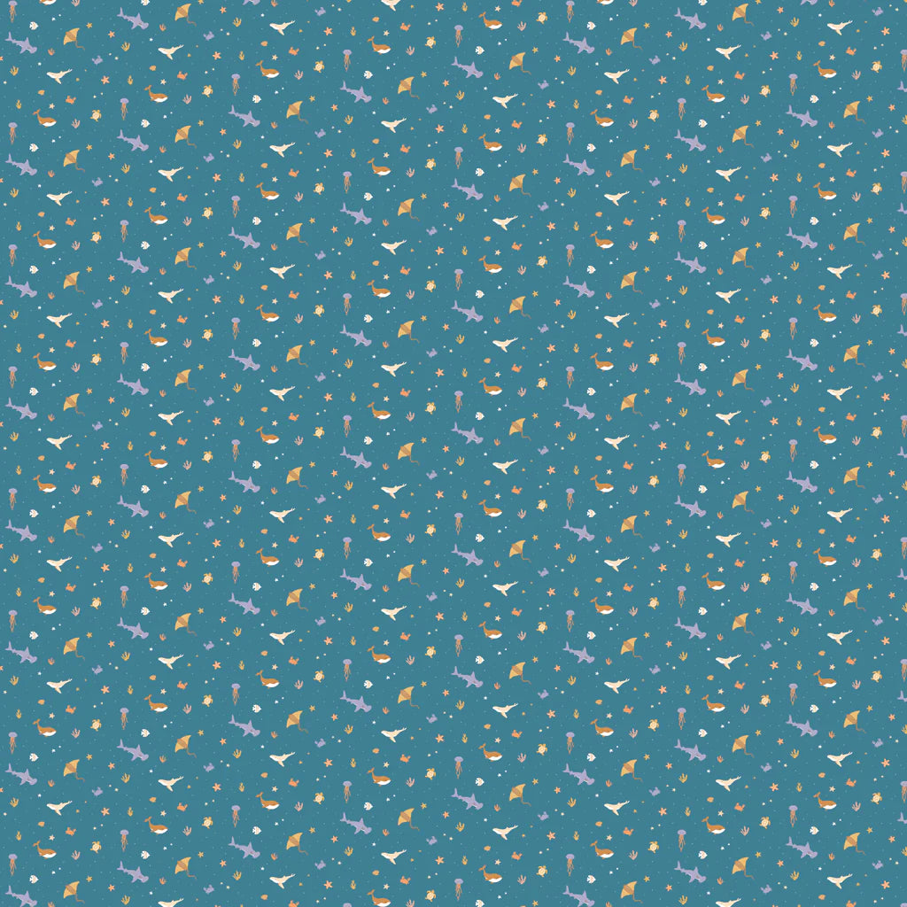 Fox and Fallow Organic Muslin Wrap Swaddle - Ocean Creatures Marine