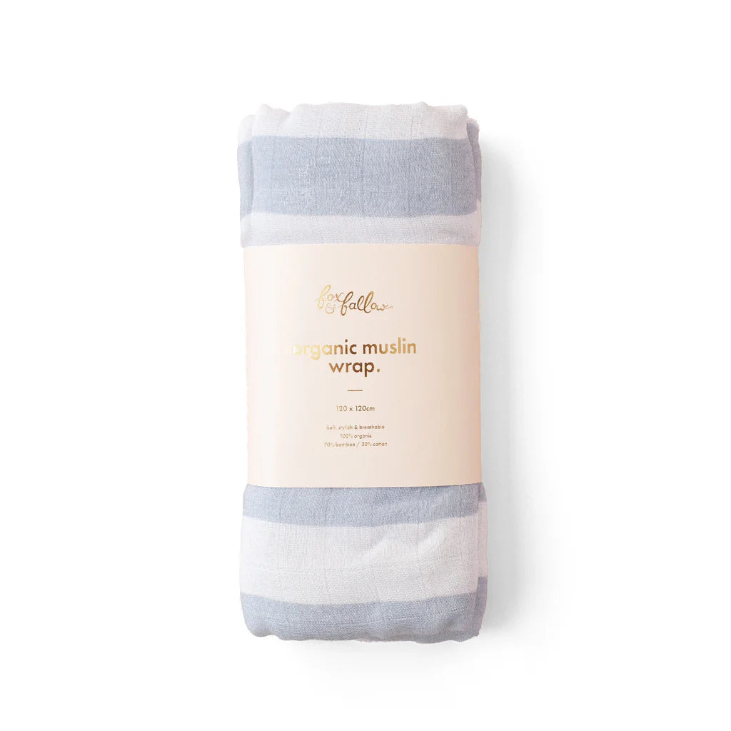 Fox & Fallow Organic Muslin Wrap Swaddle - Cloud Stripe