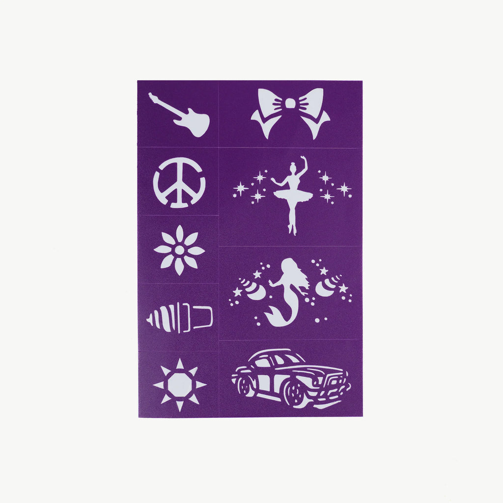 Oh Flossy Reusable Adhesive Face Paint & Makeup Stencils - Purple