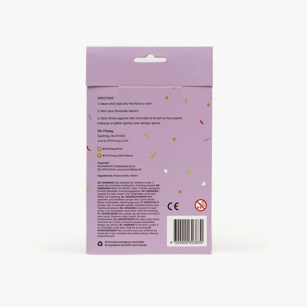 Oh Flossy Reusable Adhesive Face Paint & Makeup Stencils - Purple