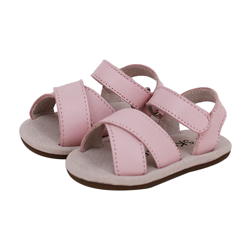 Skeanie Shoes Cross Leather Sandals Pink