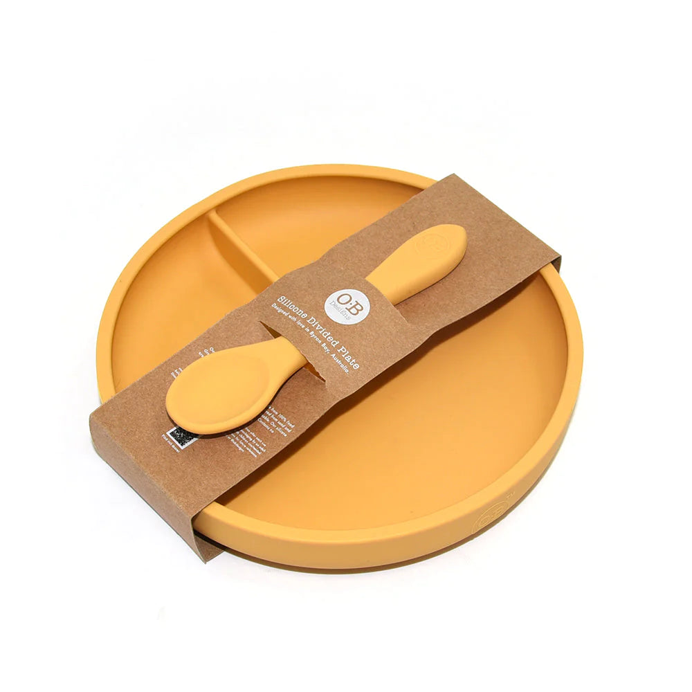 O.B Designs Suction Divider Plate & Spoon Set - Ocean