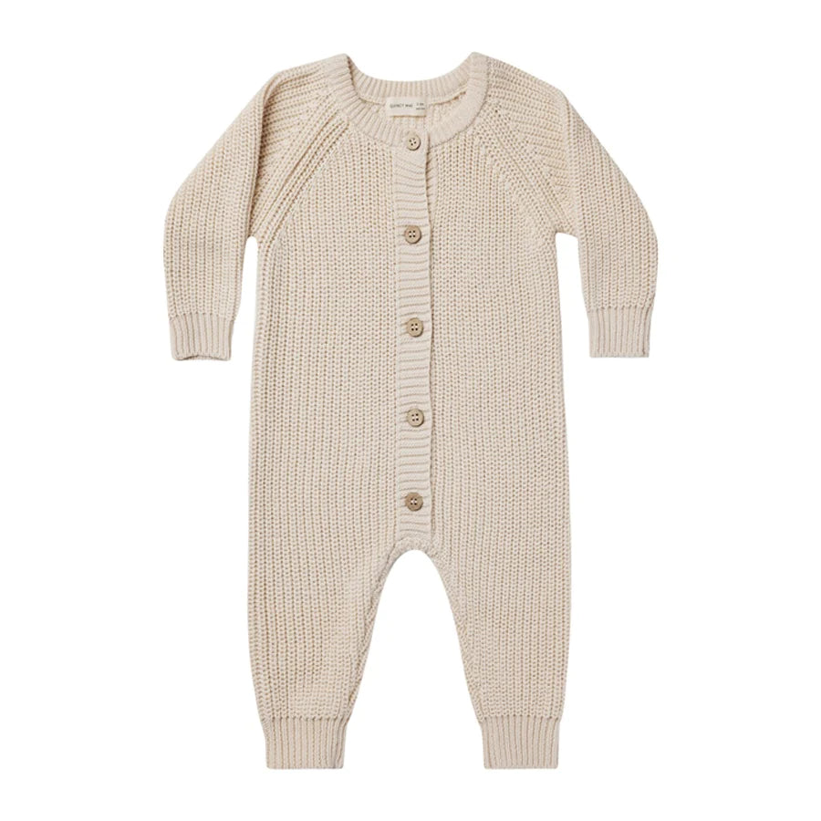 Quincy Mae Natural Chunky Knit Jumpsuit
