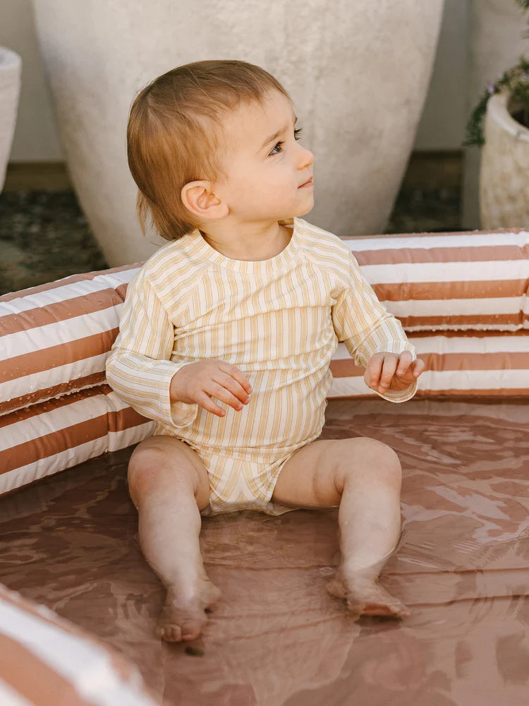 Quincy Mae Boys Rashguard + Short Set - Vintage Stripe
