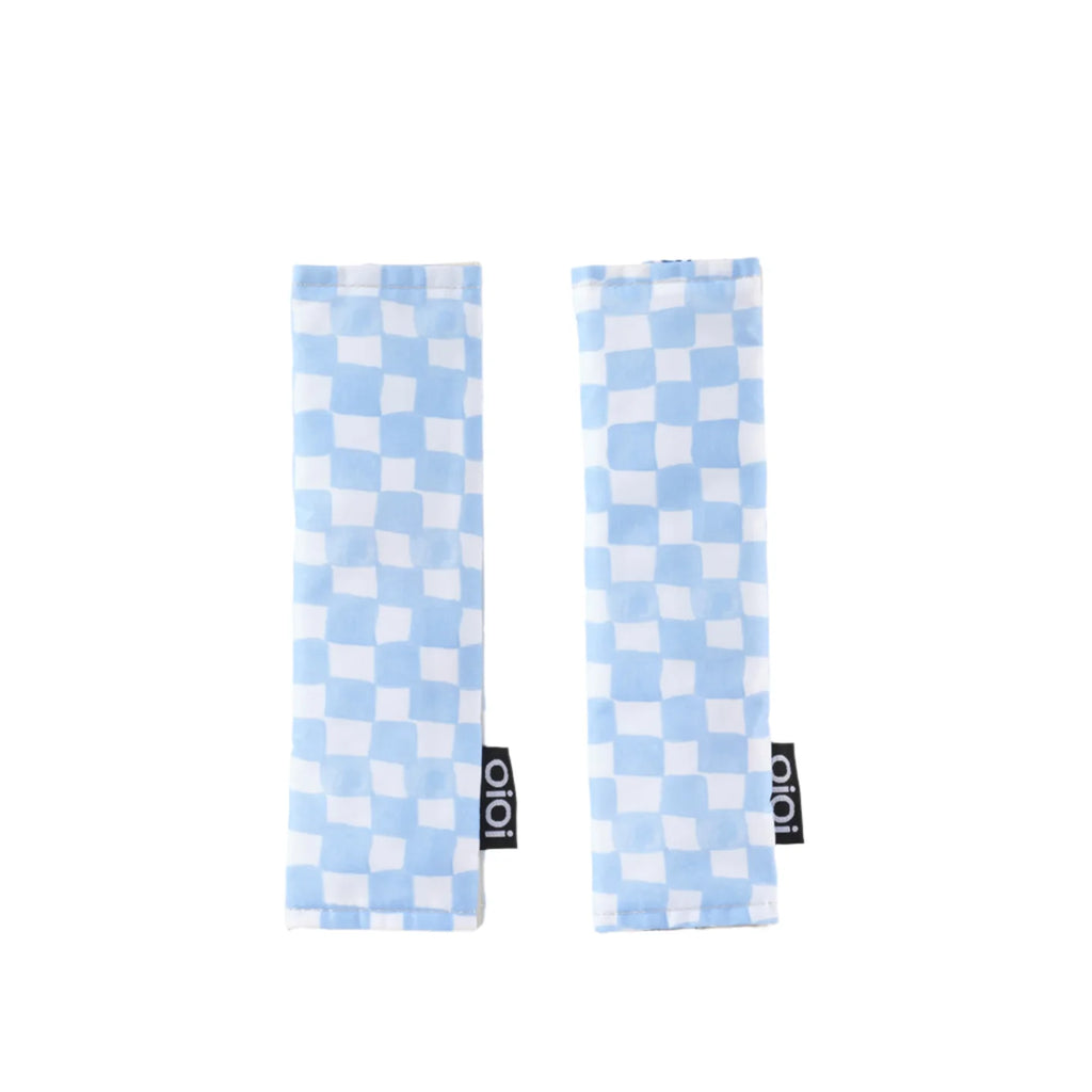 OiOi Reversible Harness Cover Set - Blue Check/Mediterranean