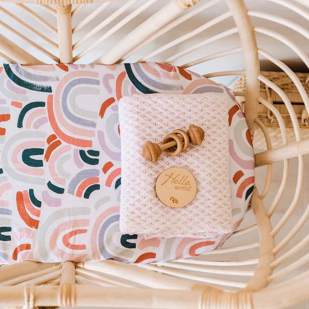 Snuggle Hunny Diamond Knit Organic Baby Blanket - Blush Pink