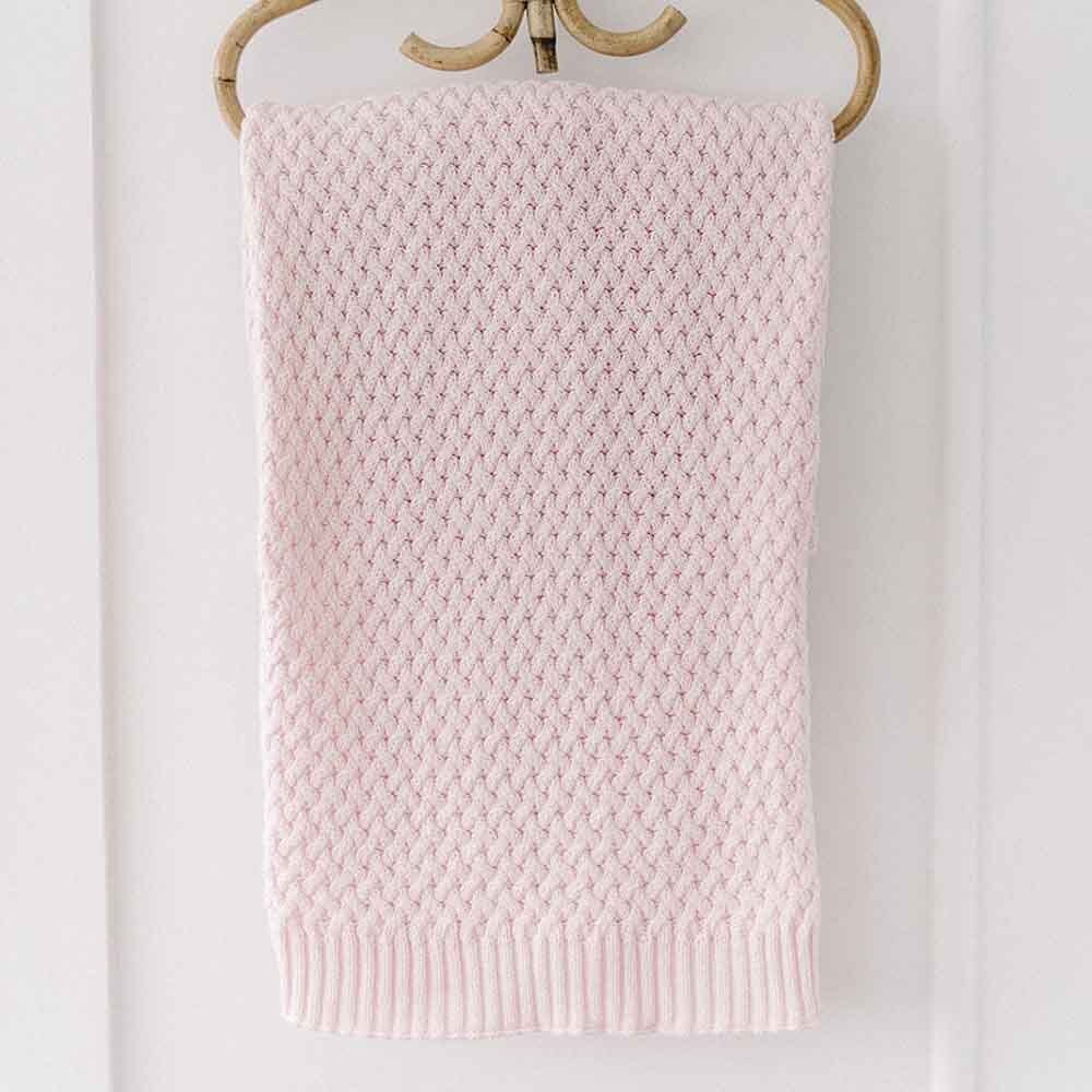 Snuggle Hunny Diamond Knit Organic Baby Blanket - Blush Pink