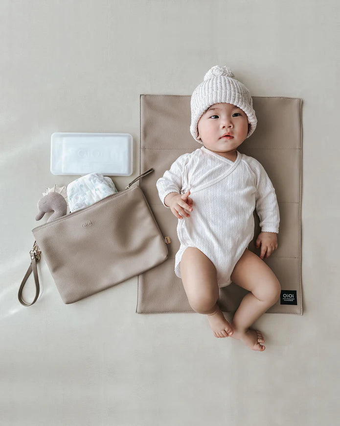 OiOi Faux Leather Nappy Changing Pouch - Black