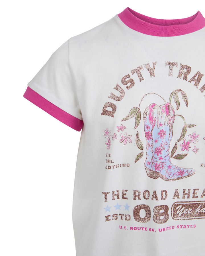 Eve Girl Cowgirl Ringer Tee - Vintage White