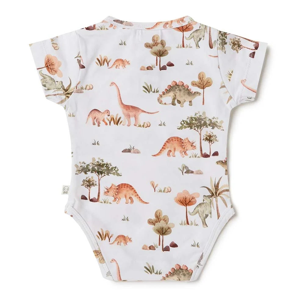 Snuggle Hunny Short Sleeve Organic Bodysuit - Dino