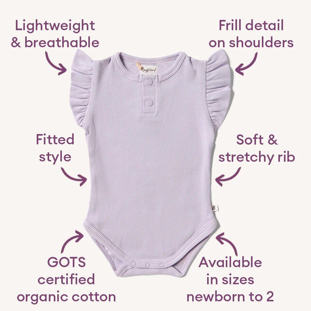 Snuggle Hunny Short Sleeve Organic Bodysuit with Frill - Lavender