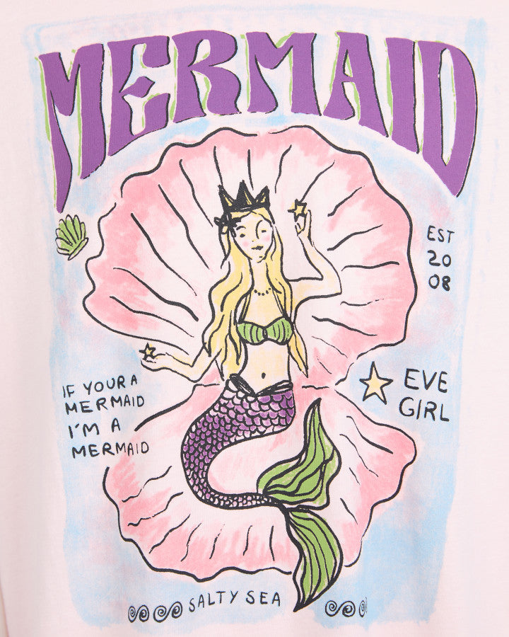 Eve Girl Mermaid Ringer Tee - Pale Pink
