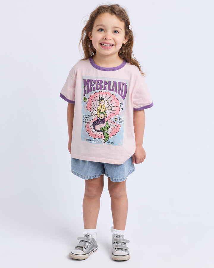 Eve Girl Mermaid Ringer Tee - Pale Pink