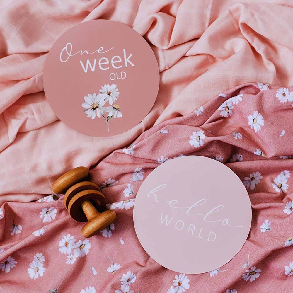 Snuggle Hunny Daisy & Musk Pink Reversible Milestone Cards