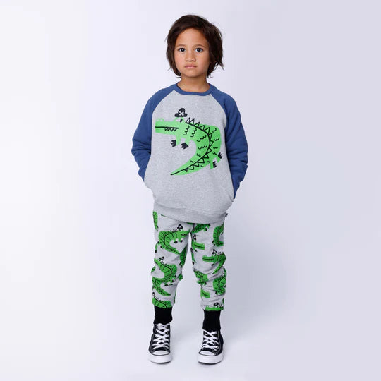 Minti Captain Croc Furry Crew - Grey Marle/Navy