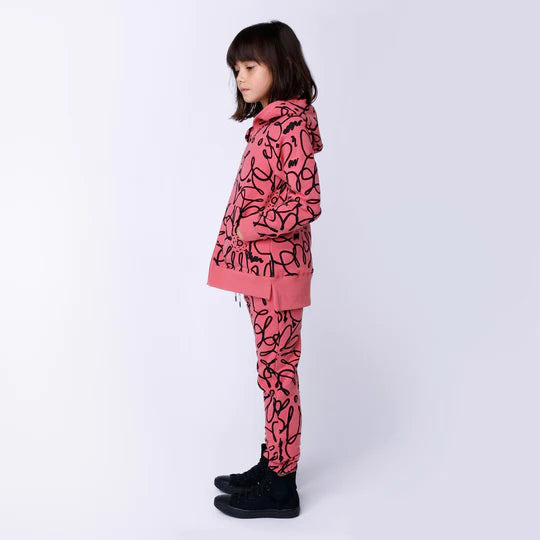 Minti Flower Outline Furry Trackies - Rose