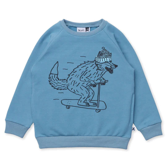 Minti Speedy Wolf Furry Crew - Muted Blue