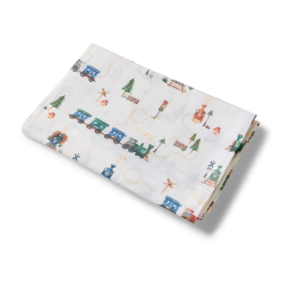 Snuggle Hunny Trains Organic Muslin Wrap