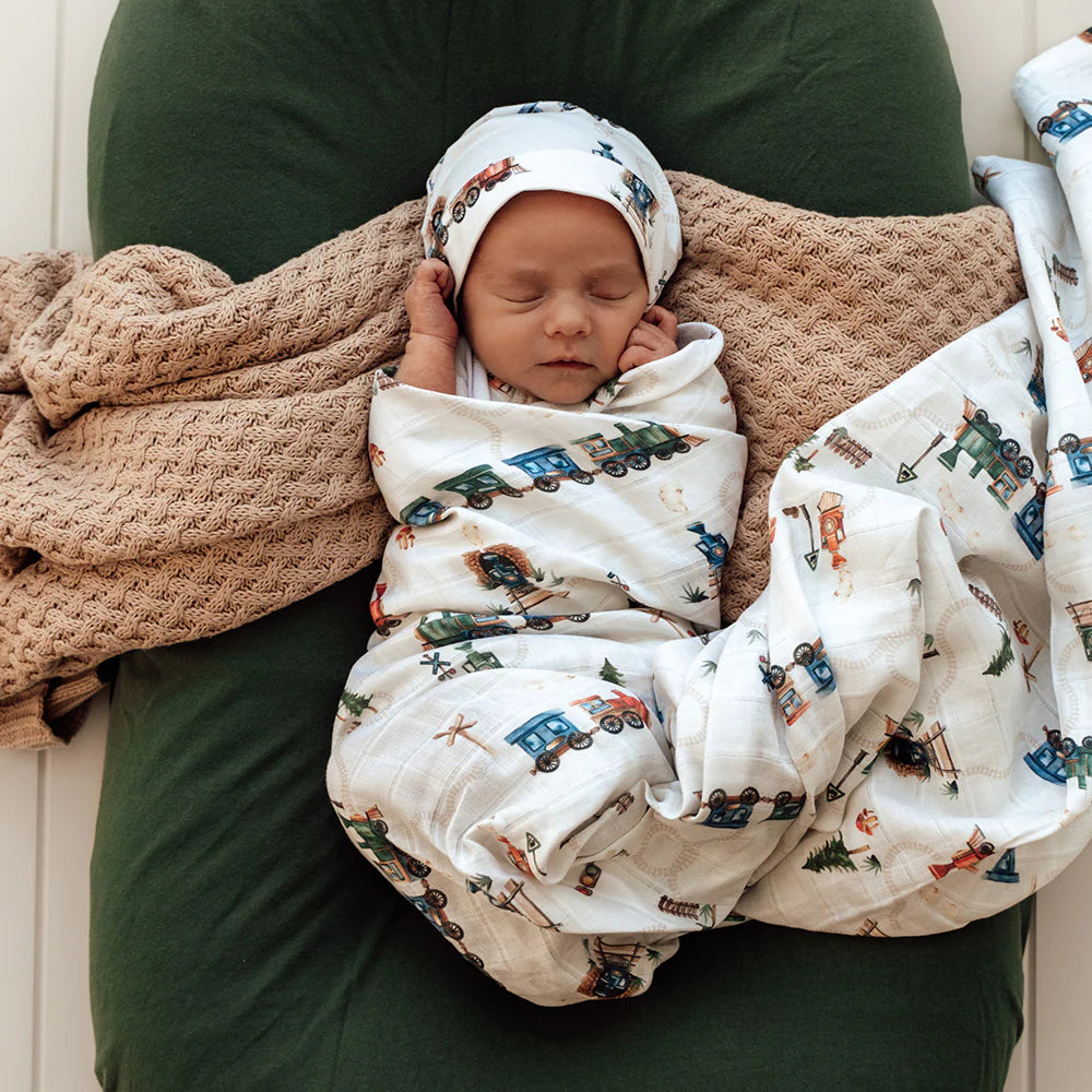 Snuggle Hunny Trains Organic Muslin Wrap