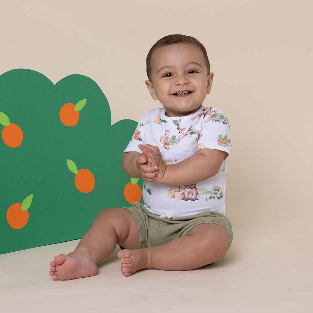 Snuggle Hunny Short Sleeve Organic Bodysuit - Farm