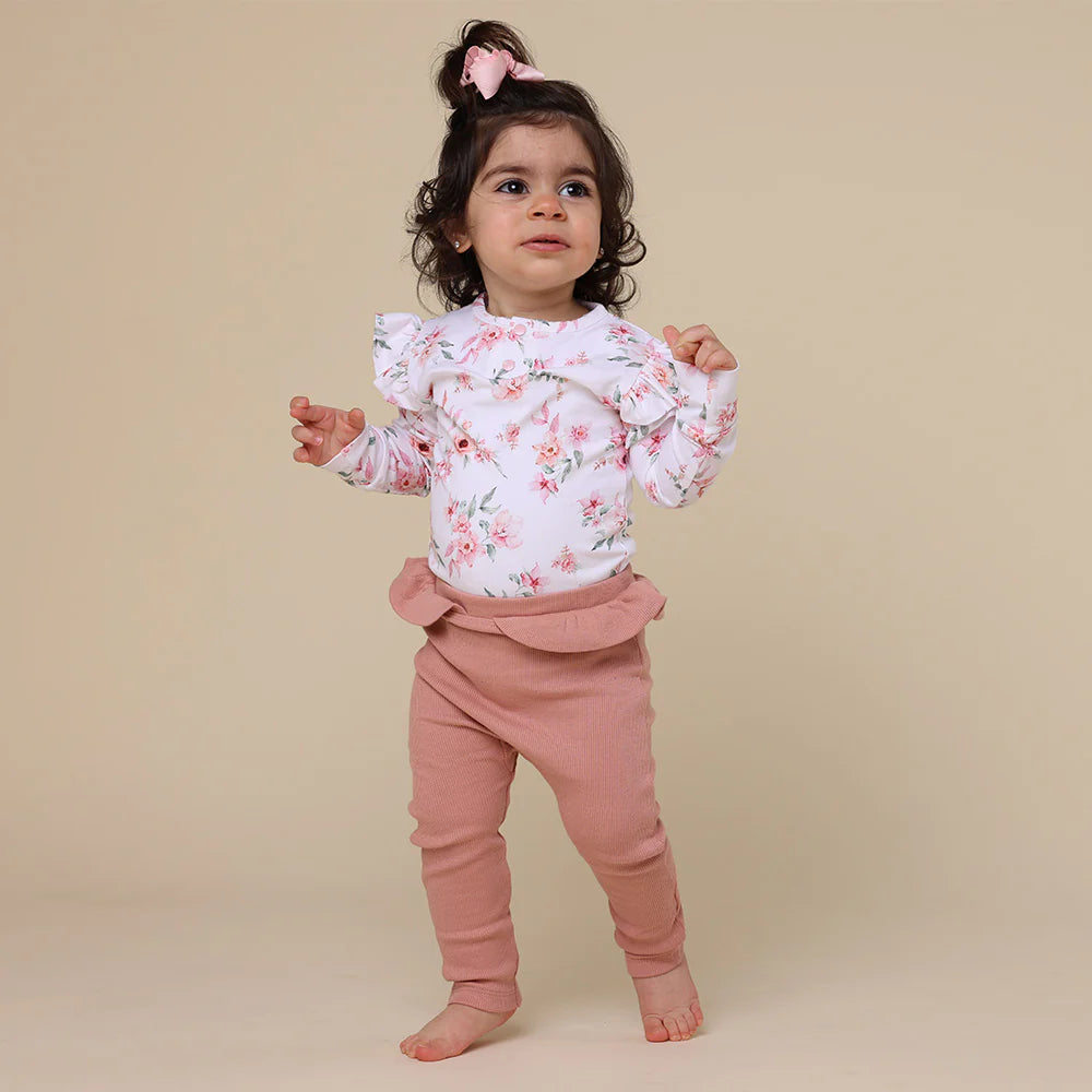 Snuggle Hunny Camille Long Sleeve Organic Bodysuit with Frill