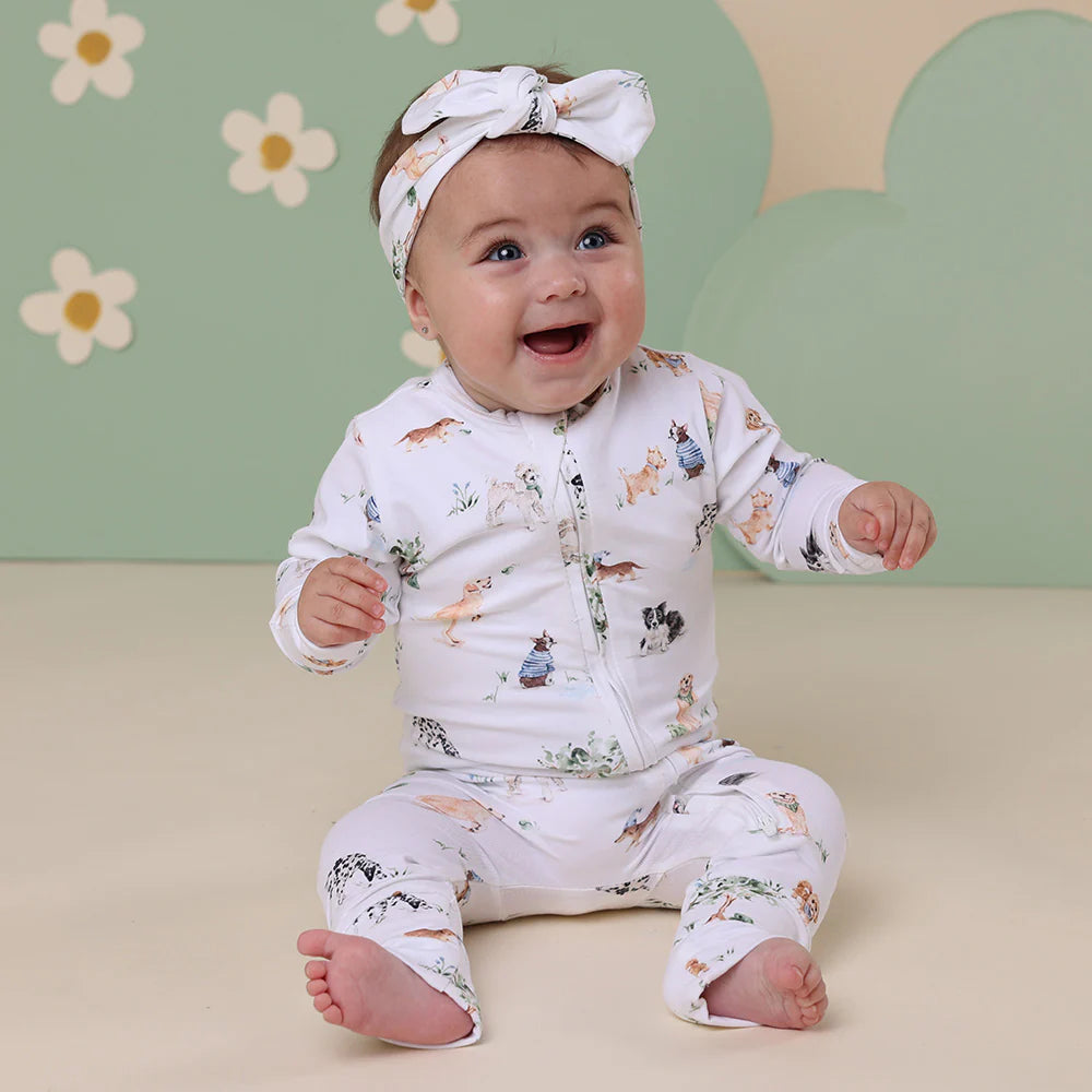 Snuggle Hunny Dog Park Organic Snugglesuit Convertible Romper