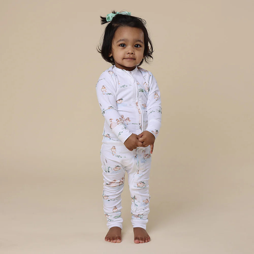Snuggle Hunny Duck Pond Organic Snugglesuit Convertible Romper
