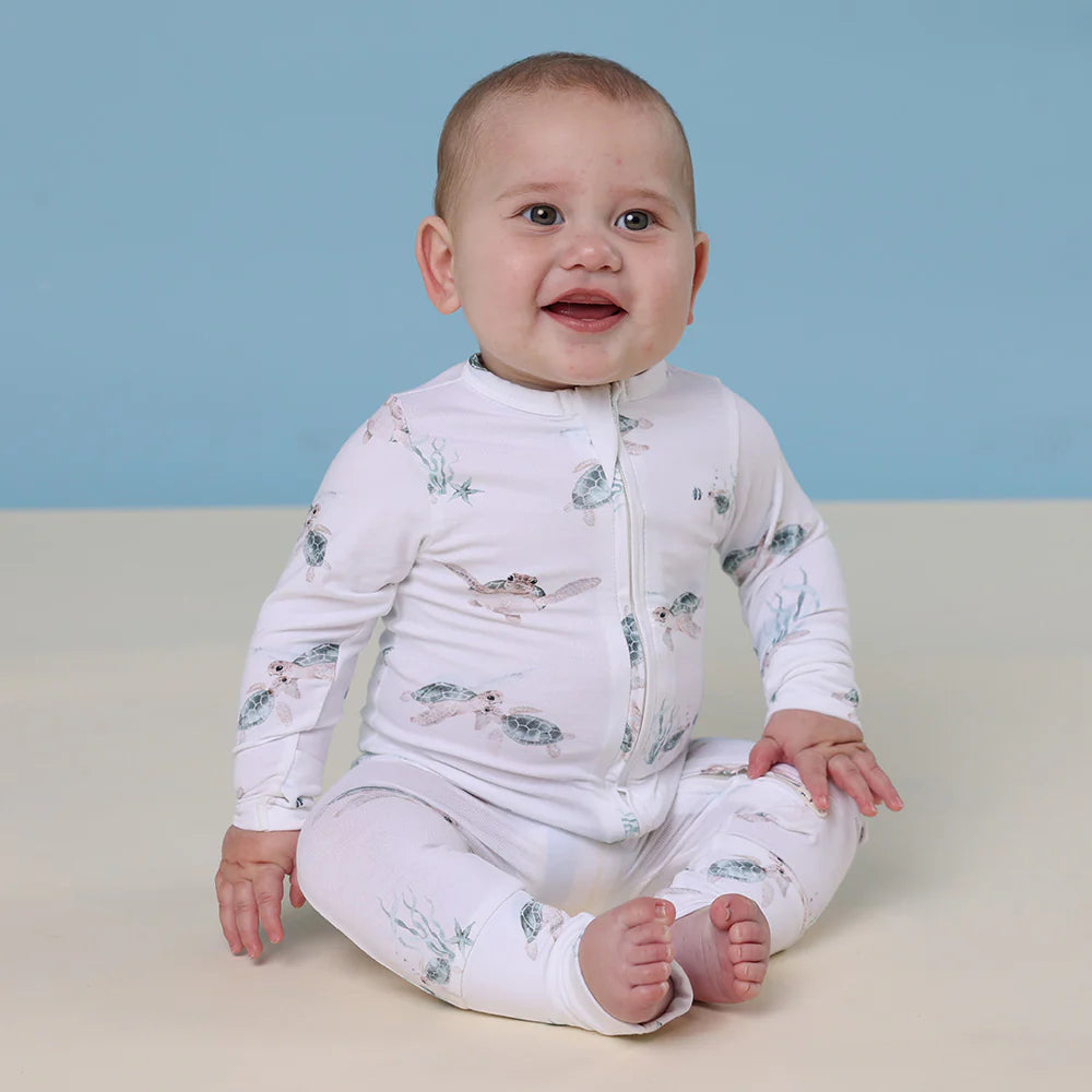 Snuggle Hunny Turtle Organic Snugglesuit Convertible Romper