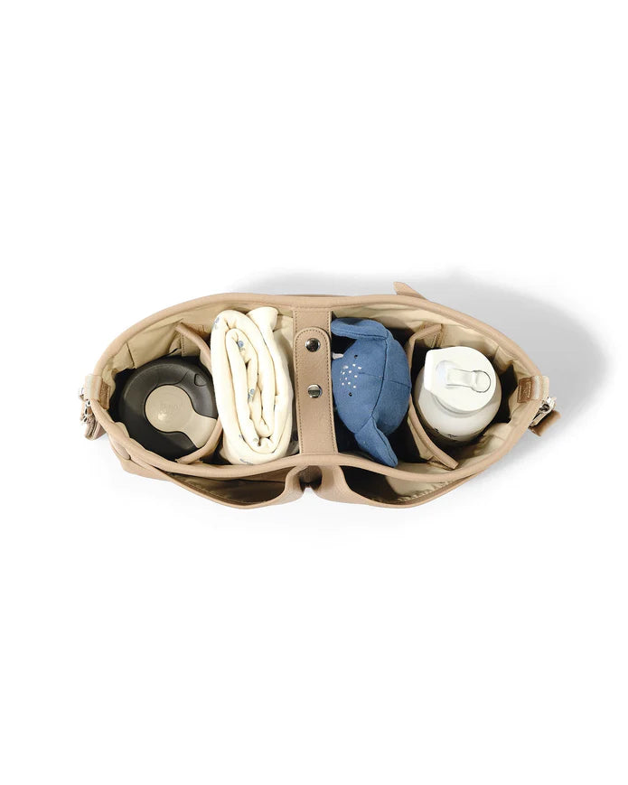 Oi Oi Dimple Faux Leather Stroller Organiser/Pram Caddy - Oat