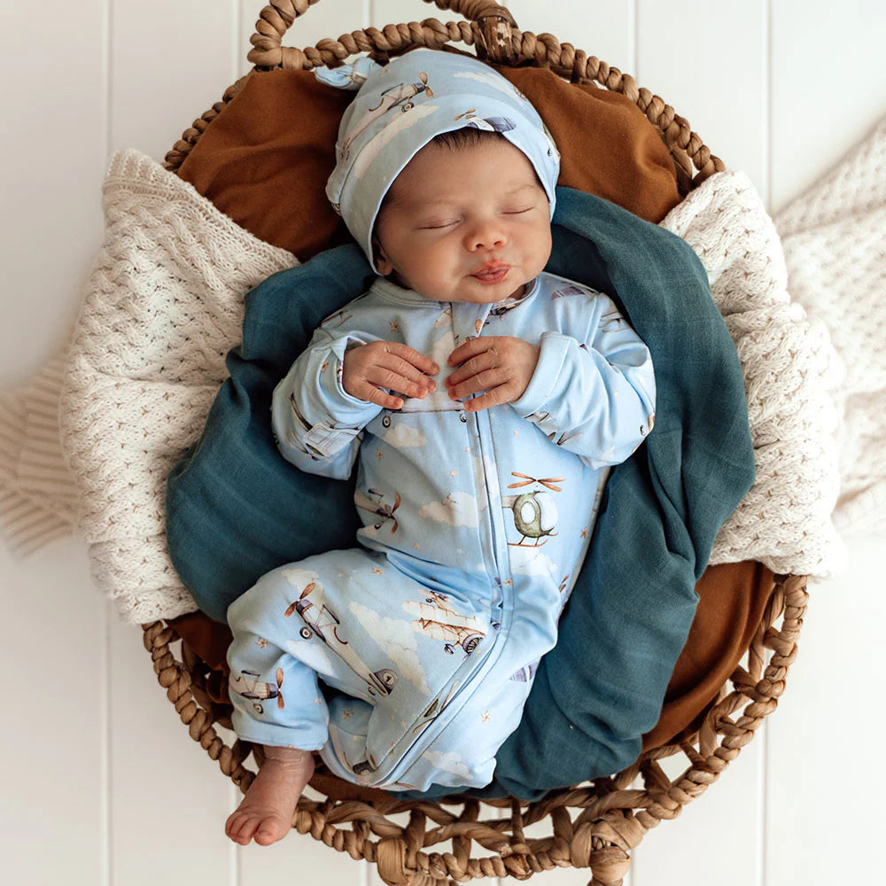 Snuggle Hunny Organic Snugglesuit Convertible Romper - Taking Flight