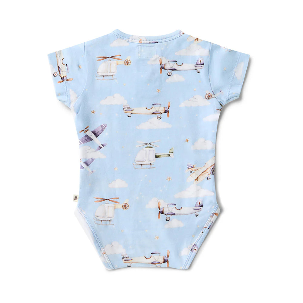 Snuggle Hunny Short Sleeve Organic Bodysuit - Taking Flight