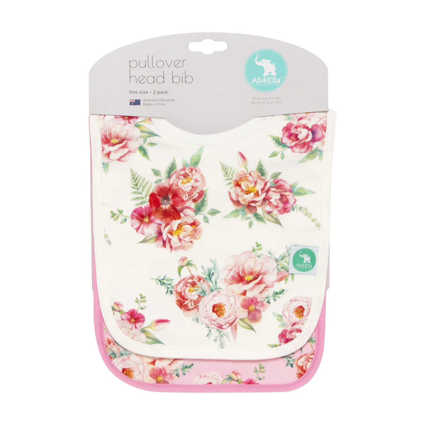 All4Ella Pullover Head Bib 2 pack - Floral