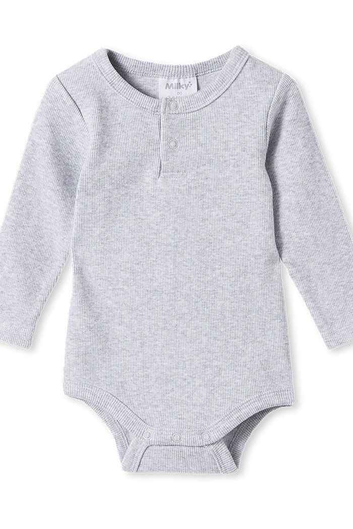 Milky Rib Bubbysuit - Silver Marle