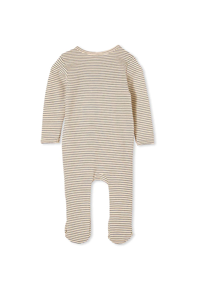 Milky Stripe Zip Romper - Oatmeal