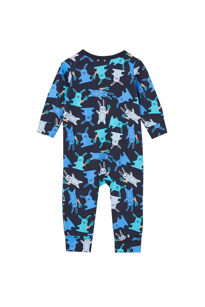 Milky Bunny Zip Romper - Navy