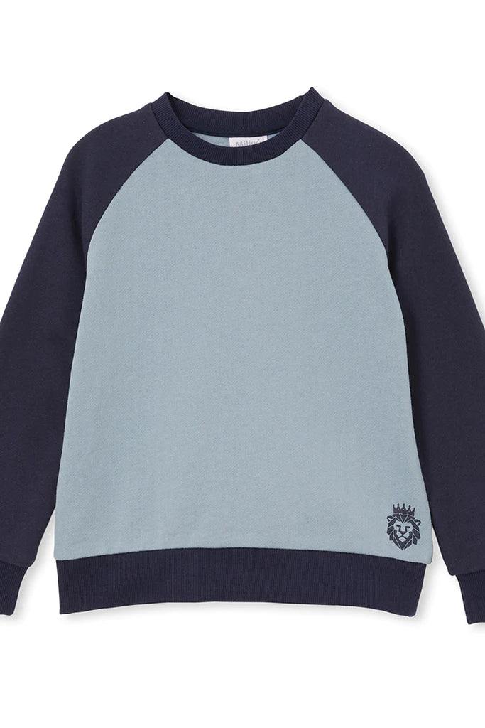 Milky Panel Fleece Sweat - Cloud Navy