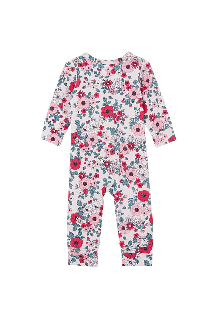 Milky Poppy Zip Romper - Blossom Pink