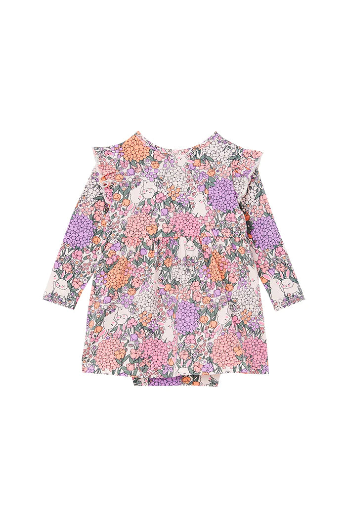 Milky Bunny Frill Baby Dress - Multi
