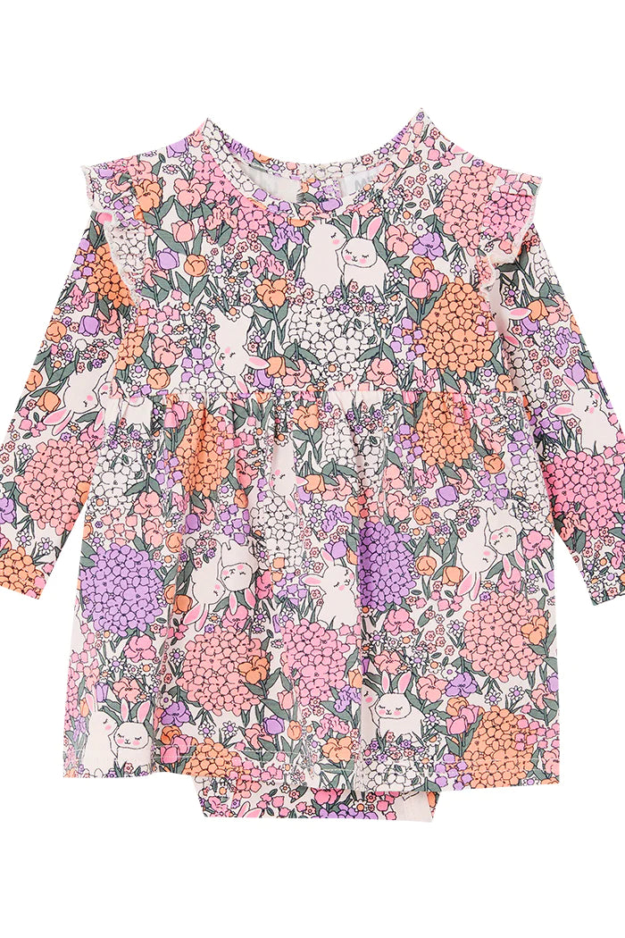 Milky Bunny Frill Baby Dress - Multi
